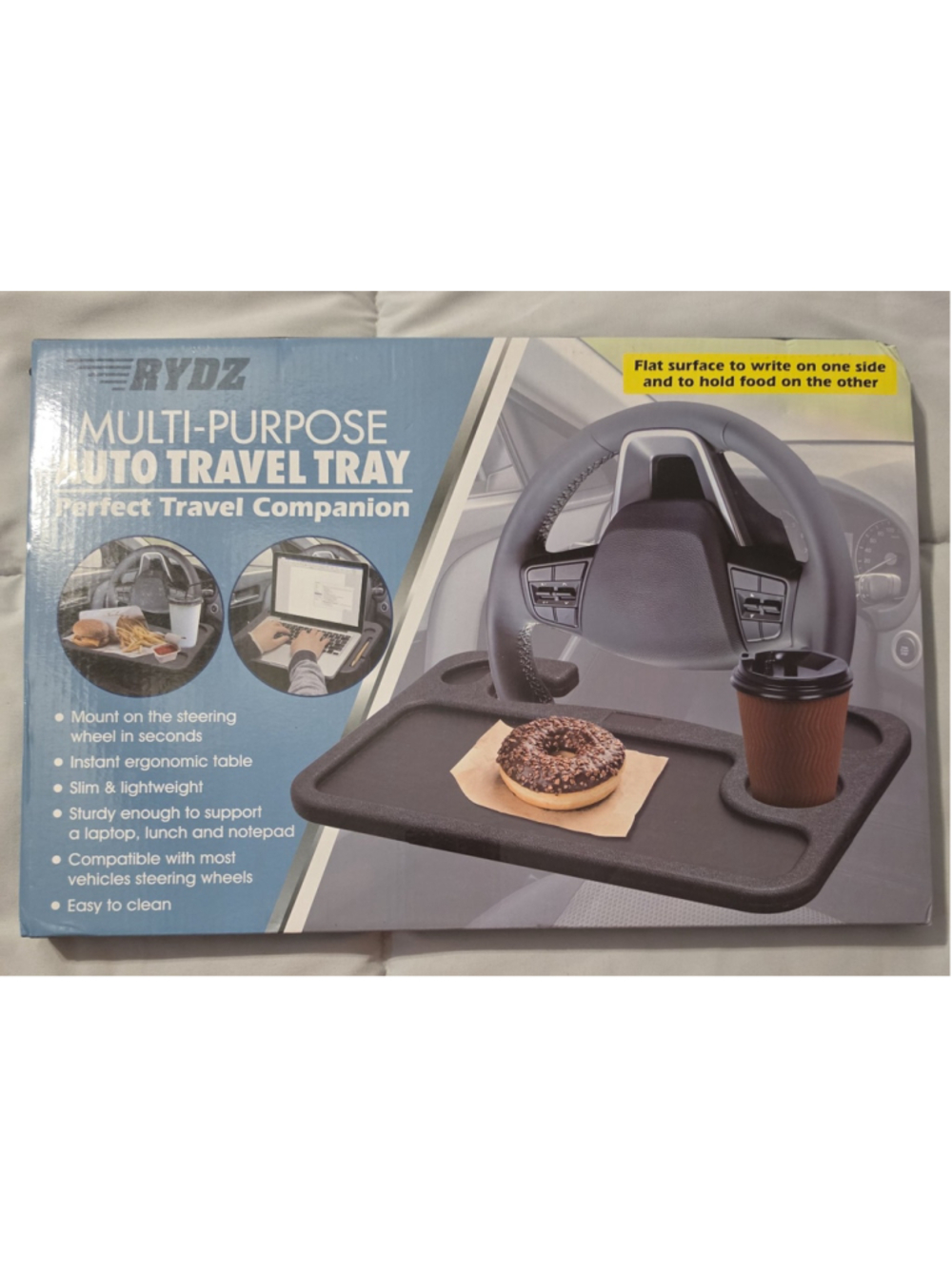 RYDZ Multi-Purpose Auto Travel Tray Steering Wheel Laptop Food Desk NEW